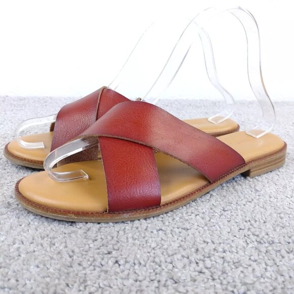 Cynthia Rowley Sandals Womens Size 7 Shoes Flats Criss Cross Straps Slip On - Picture 1 of 9